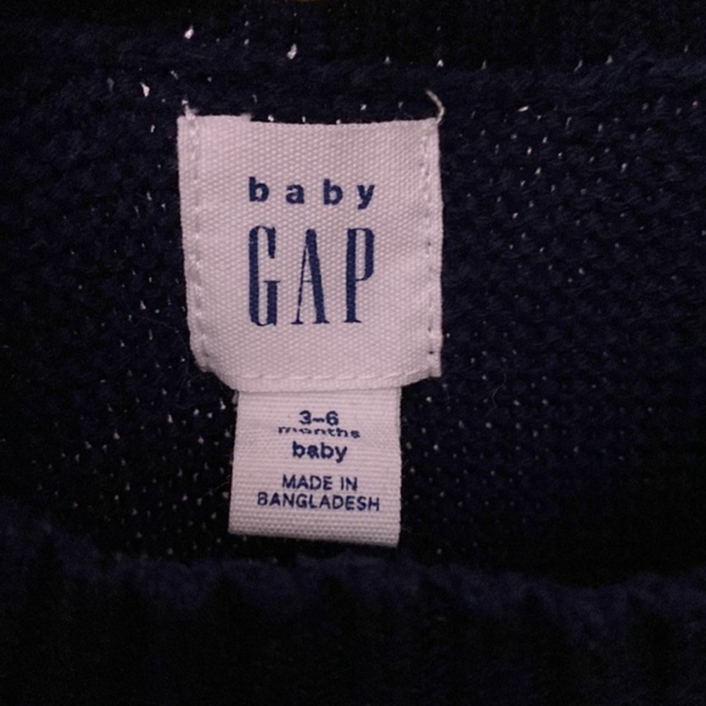 Baby Gap Cotton Sweater Navy White Dress Size 3-6M - Picture 4 of 8
